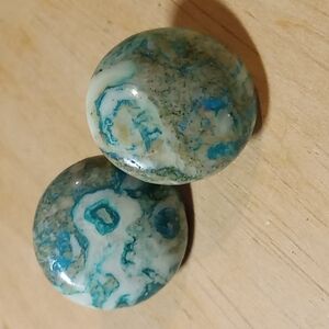 **Vintage blue/green agate natural stone earrings